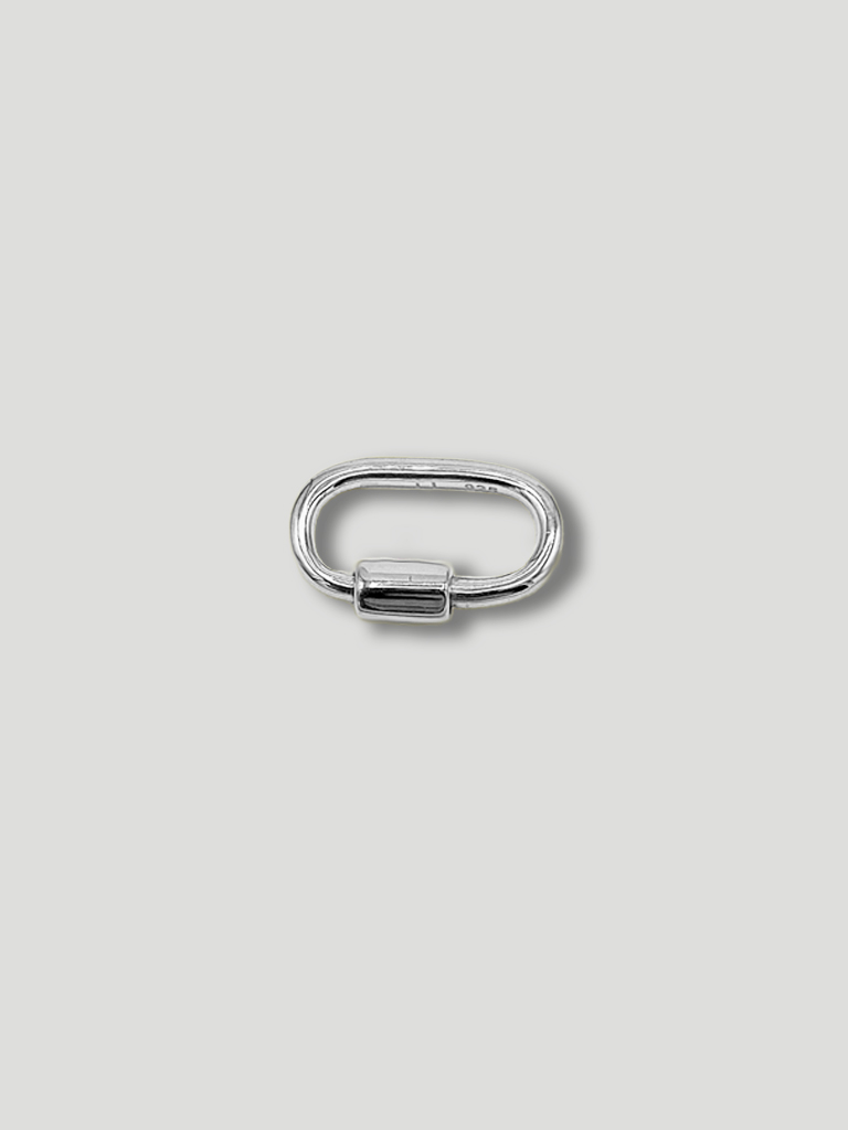 small carabiner clasp in 100% certified recycled sterling silver
