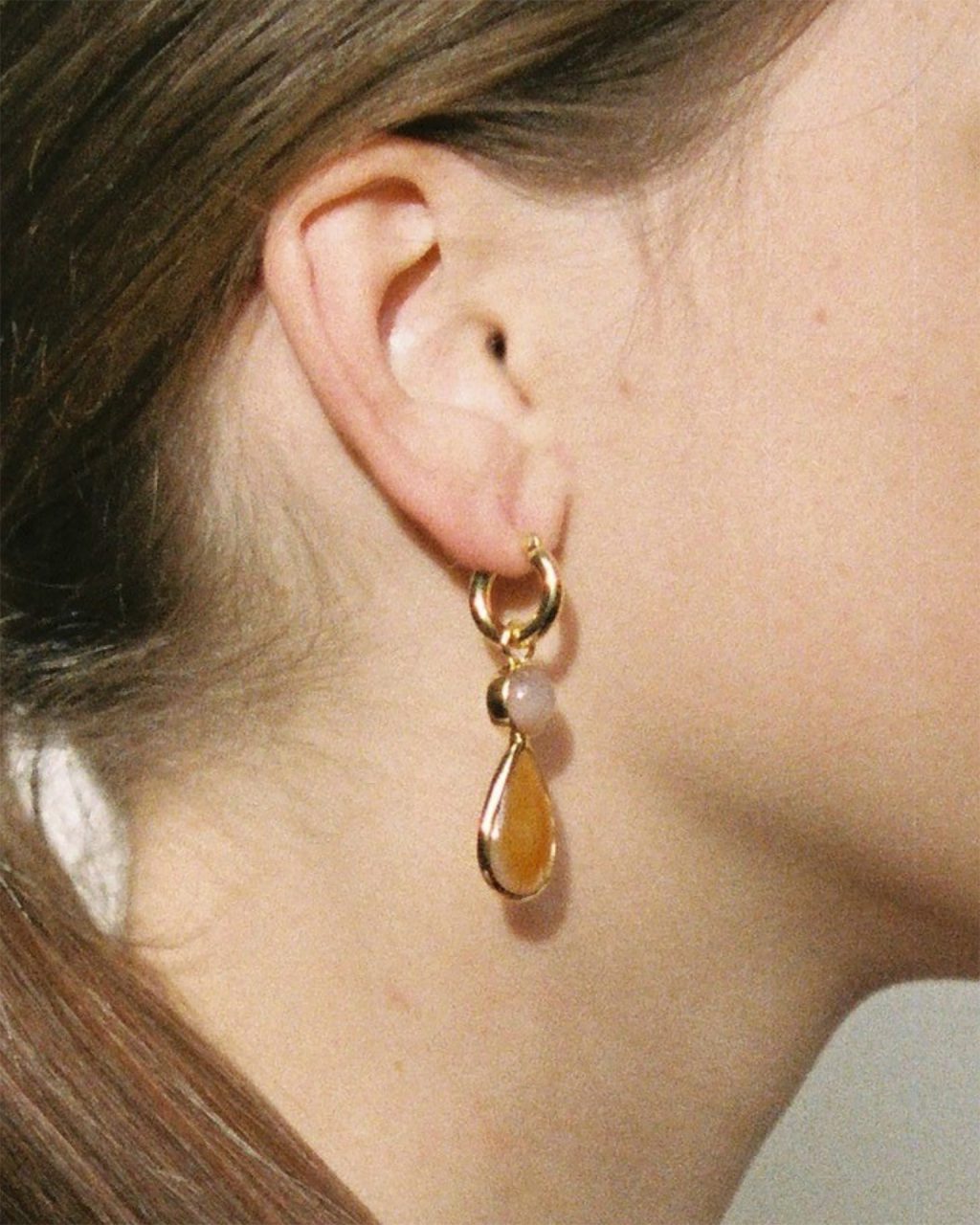 18k gold vermeil agate earring