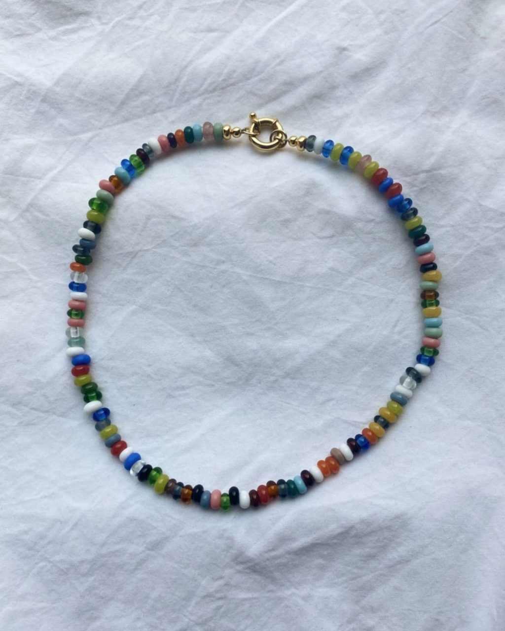 Recycled multicolour glass beads necklace