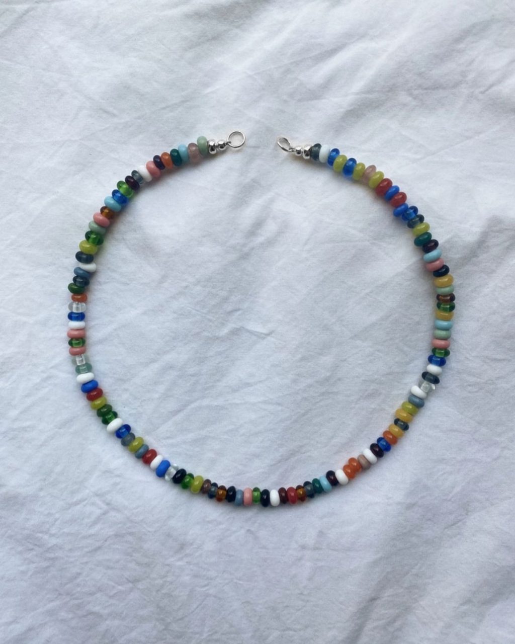 Recycled multicolour glass beads necklace