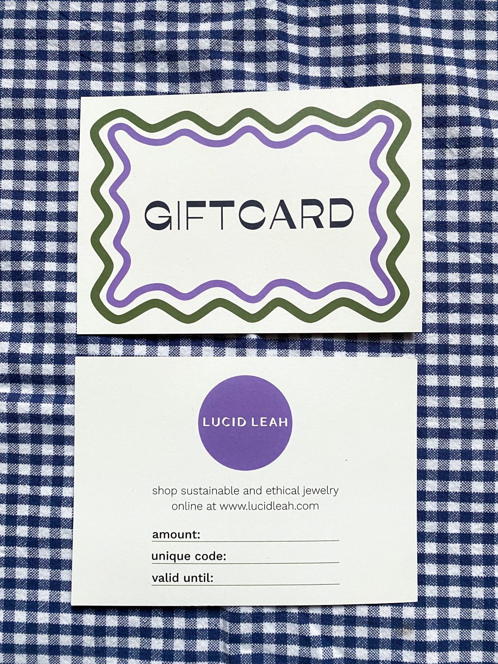 Gift card Lucid Leah front and back